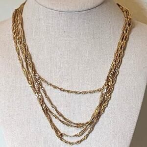 Citation Vintage Signed Five-Strand Gold Tone Chain Necklace with Designer Clasp